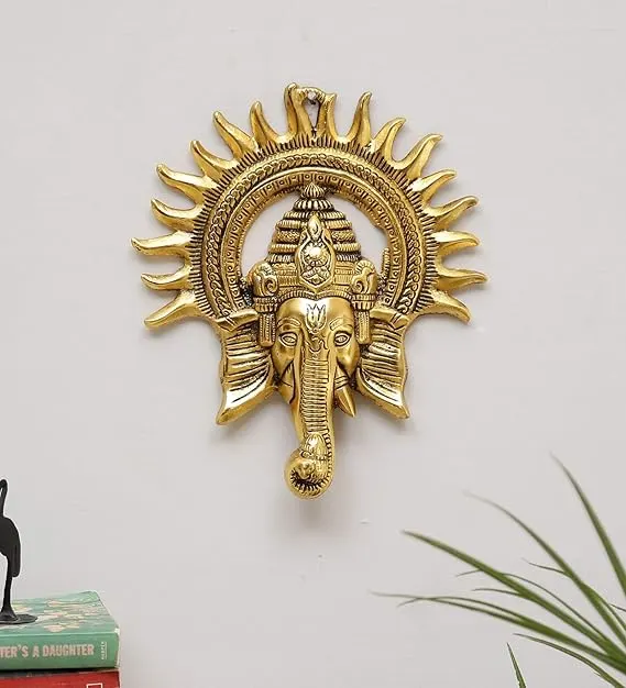 KridayKraft Metal Ganesha Wall Hanging | Decorative Ganpati Showpiece for Home & Office | Spiritual Wall Décor
