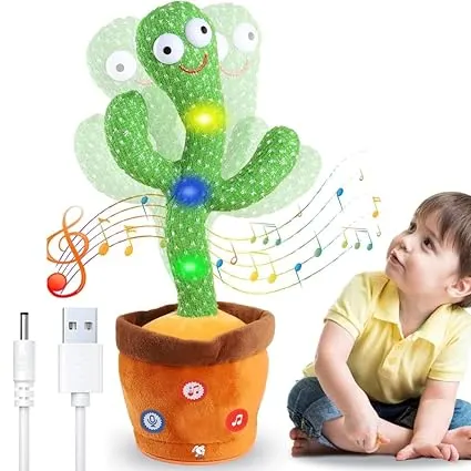 Talking Dancing Cactus Toy | Rechargeable Singing & Recording Toy for Kids | Interactive Mimicking Toy | Fun Gift for Children