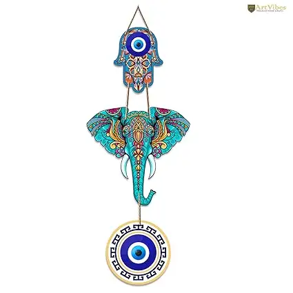 Designer Elephant Wooden Wall Hanging | Ethnic Spiritual Wall Décor | Handcrafted Wooden Showpiece