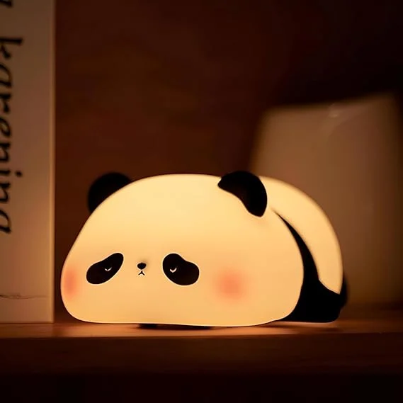 Lying Panda Silicone LED Night Light | Touch Sensor Colour Changing Lamp | Soft Silicone Kids Night Lamp | Bedroom & Nursery Décor